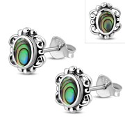 Abalone Shell Sterling Silver Stud Earrings, e371